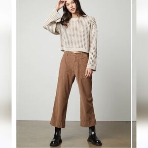 Velvet by Graham & Spencer Vera Corduroy Sailor Wide Leg Pants Size 4 brown NWT